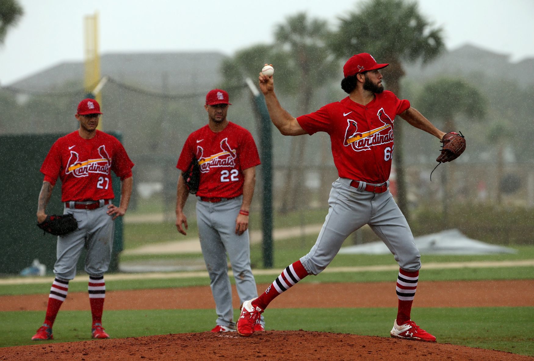 Rain shows during Saturday workout at Spring Training